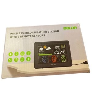 NEW BALDR Wireless Color Weather Station Black w/ 3 Remote Sensors